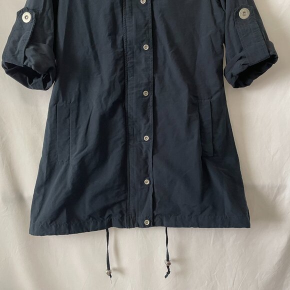 LAL Live A Little Womens Blue Roll Tab Sleeve Snap Up Windbreaker Jacket Size M - Picture 9 of 11